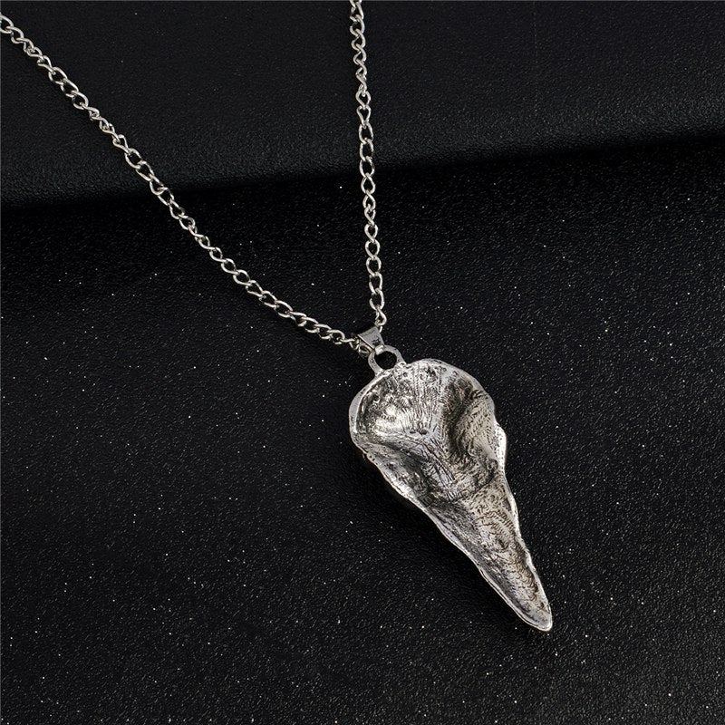 Pendant necklace Raven skull Bird skull pendant necklace bronze ancient silver viking jewelry Necklace for men