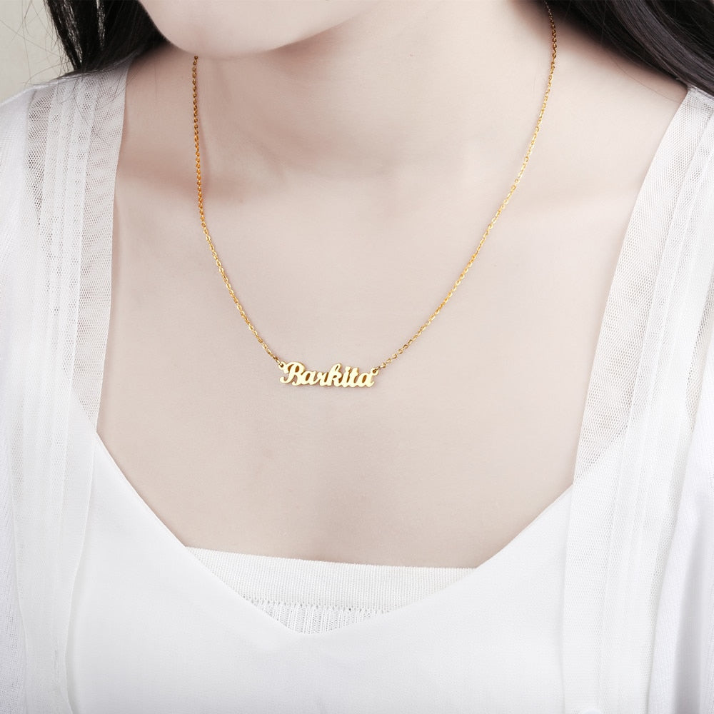 Name Necklace Gold Color Stainless Steel Personalized Custom Necklaces