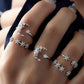 5pcs New Rings for Women Tiny Crystal Moon Finger Knuckles Ring Set Alliance Female Jewellery Party Wedding Bague Femme