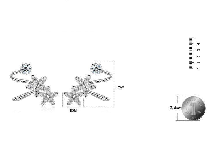 Fashion silver & Rose Gold Color AAA Crystal Clip Earrings Flower Design Earring For Women Ear Clip Jewelry