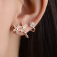 Fashion silver & Rose Gold Color AAA Crystal Clip Earrings Flower Design Earring For Women Ear Clip Jewelry