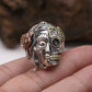 Real Pure 925 Sterling Silver Double Face Skull Ring With Rose Flower Carving Vintage Punk Thai Silver Jewelry Personality