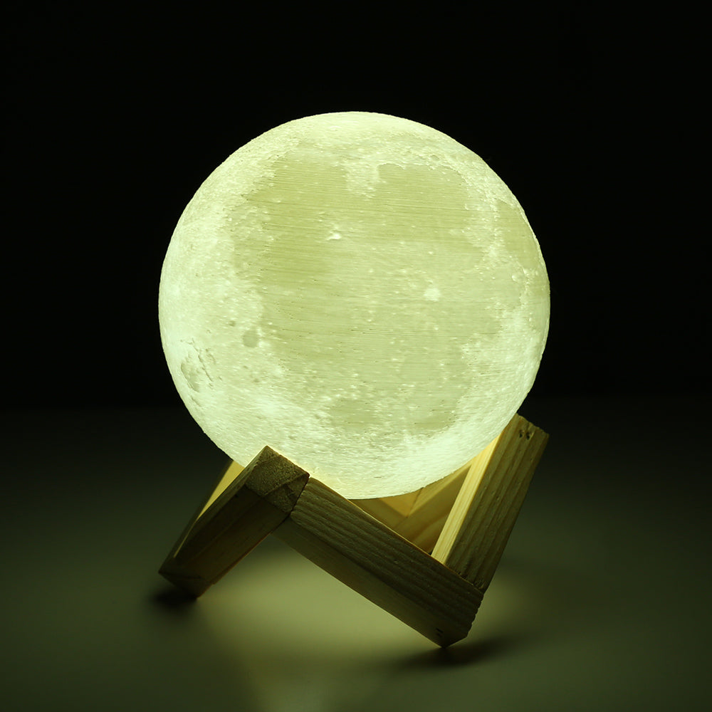 Rechargeable 3D Print Moon Lamp 2 Color Change Touch Switch Bedroom Bookcase Night Light Home Decor Creative Gift
