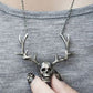 Regalrock Deer Antler Skeleton Skull Biker Pendant Necklace