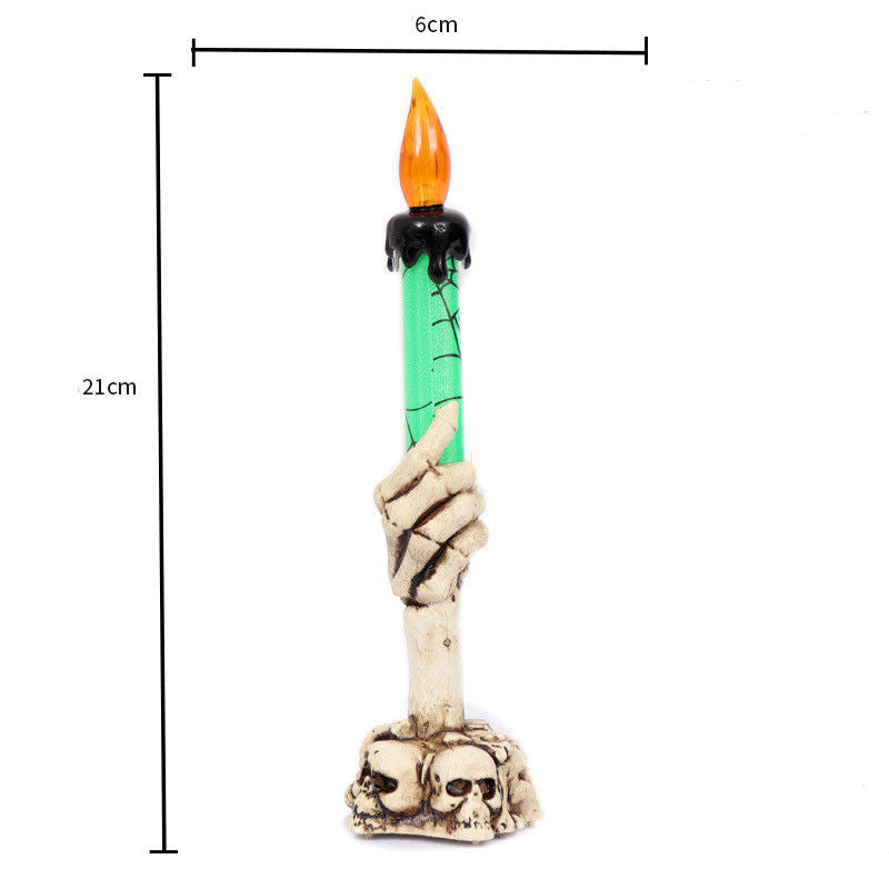LED Candle Holder 3-arms Skull Skeleton Candle Stand For Home Halloween Party DIY Decoration Candlestick Art Props