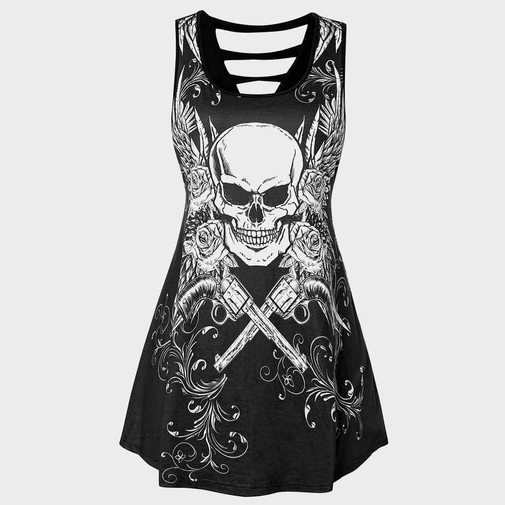 Women Tops Skull Print Cut Out Top Gothic dress, tanktop