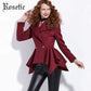 Gothic Coat Women Autumn Short Empire Jackets Fashion Outerwear Slim Chic Dark Red Preppy Office Sexy Romantic Goth Coat