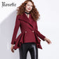 Gothic Coat Women Autumn Short Empire Jackets Fashion Outerwear Slim Chic Dark Red Preppy Office Sexy Romantic Goth Coat