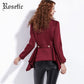 Gothic Coat Women Autumn Short Empire Jackets Fashion Outerwear Slim Chic Dark Red Preppy Office Sexy Romantic Goth Coat