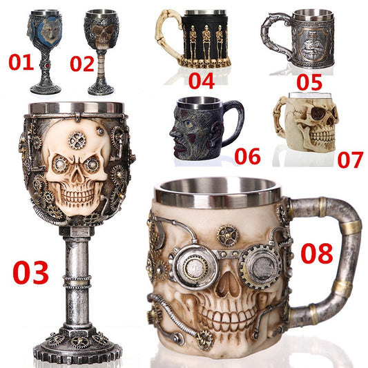 Royal Noble Skull Mug Dragon Mug Resin Stainless Steel Coffee Tea Beer Drinkware Barware for Home Offfice Party