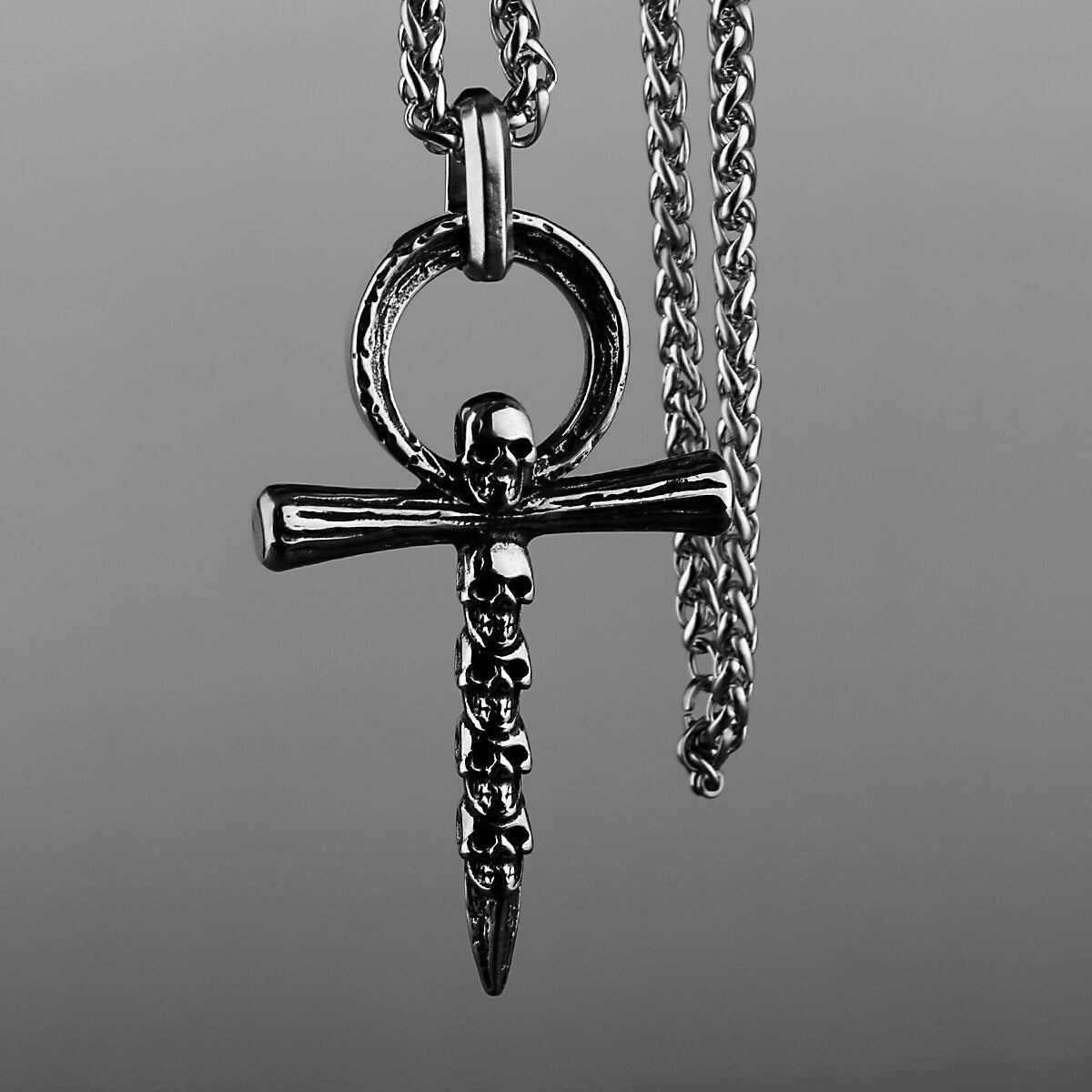 Titanium Steel Stainless Steel New Retro Fashion Cross Skull Men and Women Pendant Jewelry Necklace