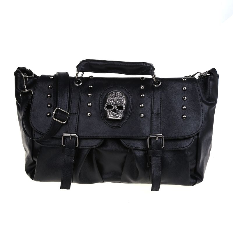 Gothic skeleton Punk Style Women Handbags Pu Leather Skull Tote Bag Black Large Capacity Shoulder Bag Halloween skull Luxury Crossbody Bags