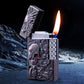 Retro Skull Head With Drill Lighter Flint Wheel Inflatable Butane Torch Lighter Smoking Accessories