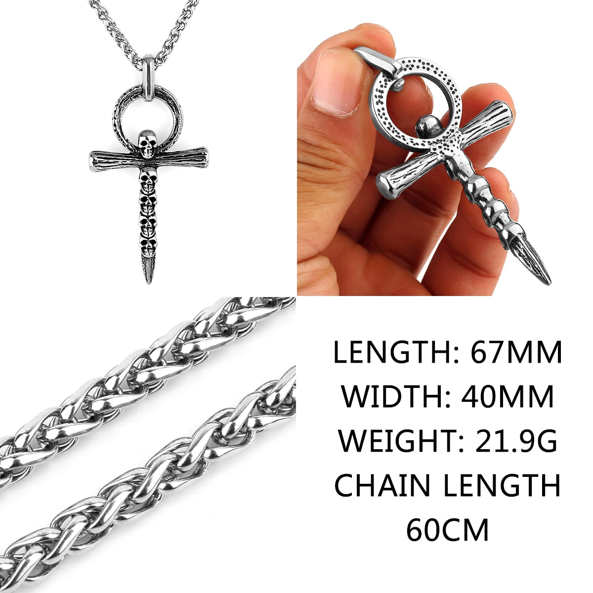 Titanium Steel Stainless Steel New Retro Fashion Cross Skull Men and Women Pendant Jewelry Necklace