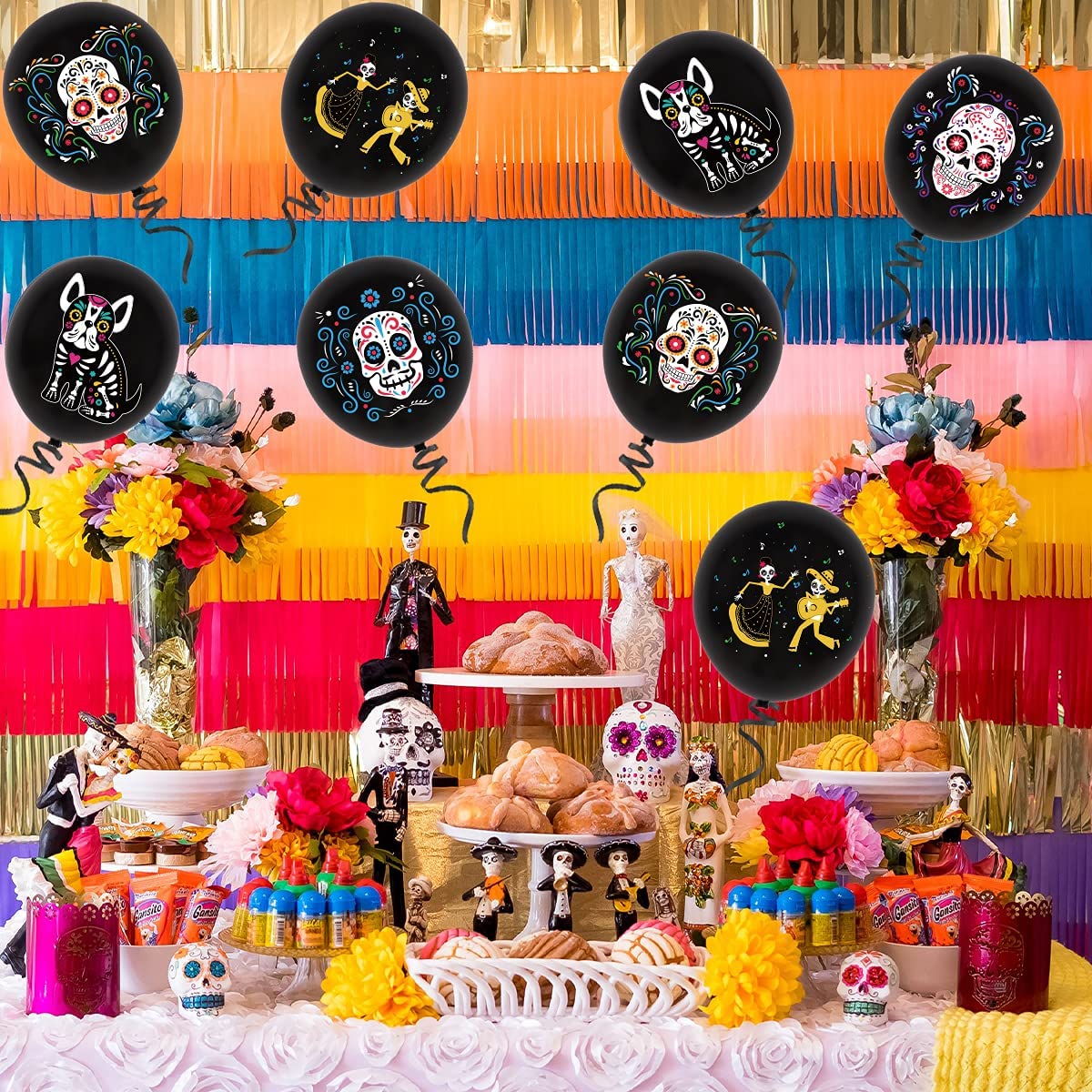 50pcs Day of The Dead Balloons Dia DE Los Muertos Party Decoration Skull Latex Balloons