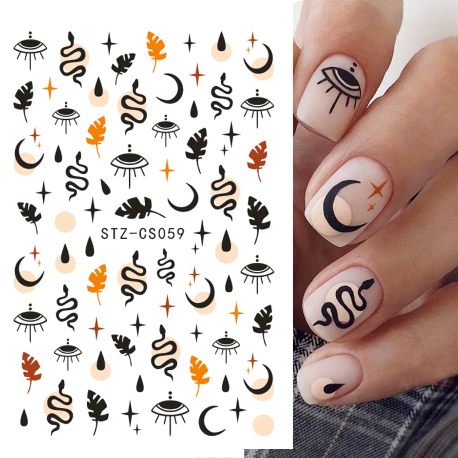 3D Halloween Nail Art Stickers Sugar Skull Sliders For Nails