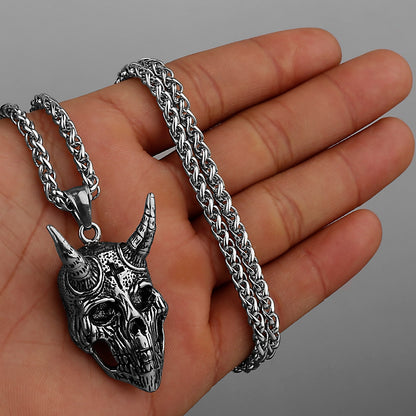 Retro Skull Demon Goat Head Pendant Men's Domineering Fashion Titanium Steel Stainless Steel Pendant Necklace Gift Jewelry