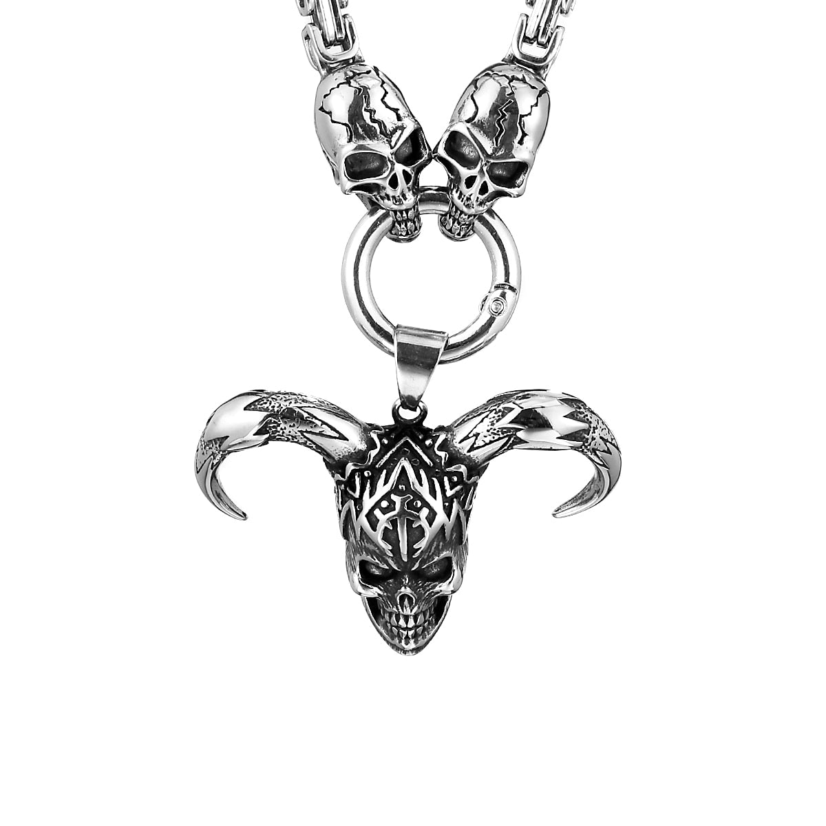 Demon Clown Skull Pendant Ghost Head Necklace Men&#39;s Charm Stainless Steel Necklace Boyfriend Gothic Jewelry Gift