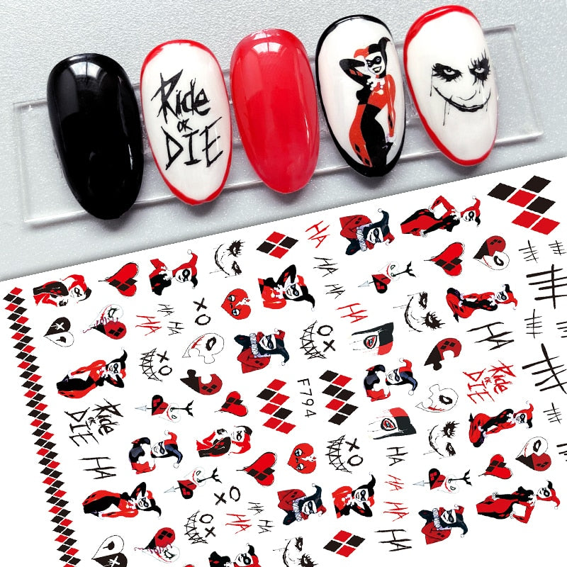 3D Halloween Nail Art Stickers Sugar Skull Sliders For Nails