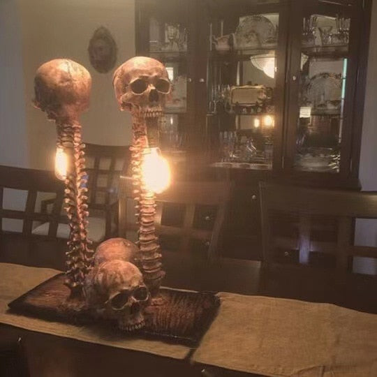 Halloween Skull Skeleton Lamp Horror 3D Statue New Table Light Creative Party Ornament Prop Home Bedroom Decoration Scary Prop