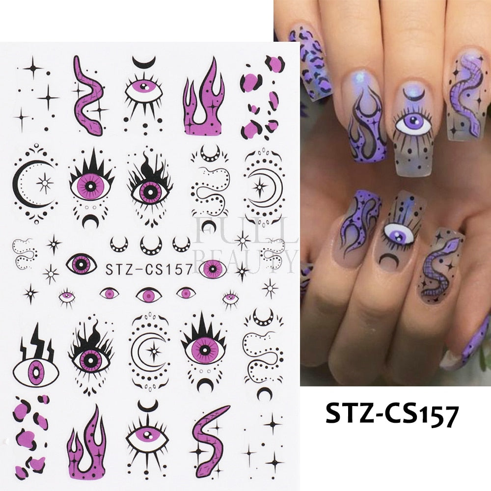 3D Halloween Nail Art Stickers Sugar Skull Sliders For Nails