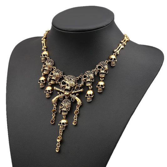 Classic Jewelry Statement Vintage Pirate Skeleton Skull Necklace Pendant