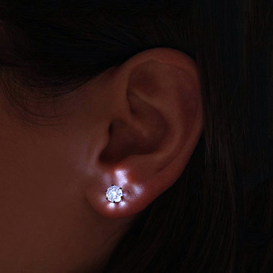 1PCS Crown Charm LED Earring Glowing in Dark Crystal Stainless Steel Stud Earring For Women Jewelry Anillos Party Gifts