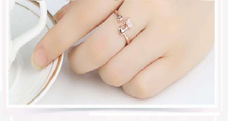 Charm Crystal Top Quality Cubic Zirconia Crystal Inlaid Cute Animal Cat Ring for Women/Girls