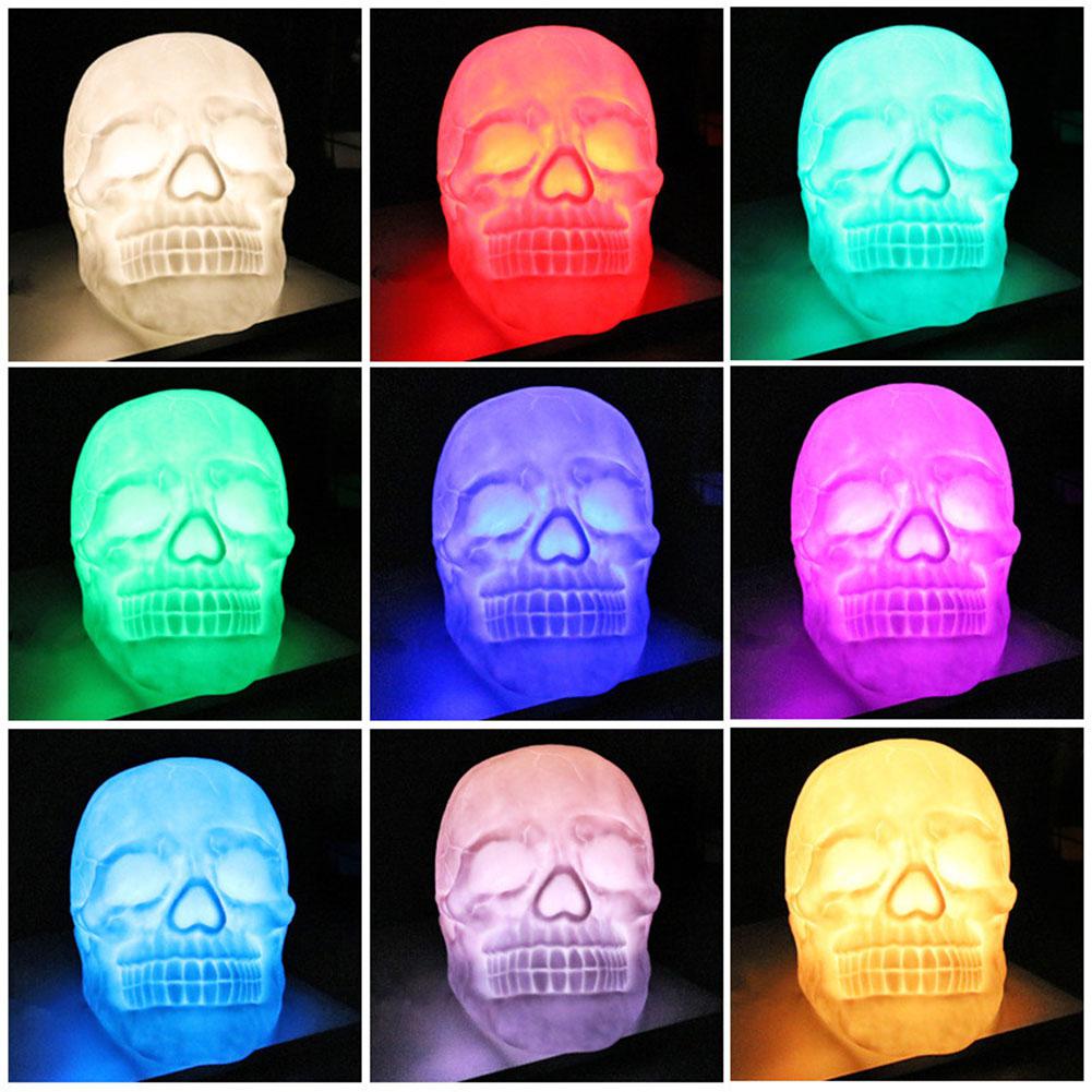 Colourful LED Skull Head Patting Lamp with Remote Control Night Light