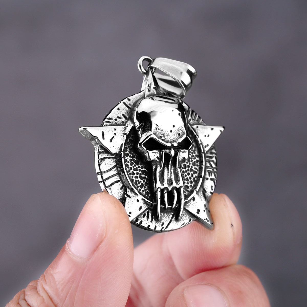 Neo-Gothic Pentagram Skull Men's Necklace Fashion Retro Hip Hop Biker Boutique Pendant Stainless Steel Jewelry Gift