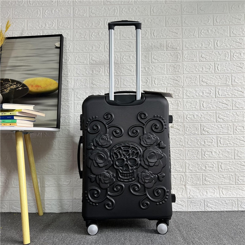 Set 20'' 24 '' 28'' Sugar Skull Travel Suitcase abs hardside trolley luggage