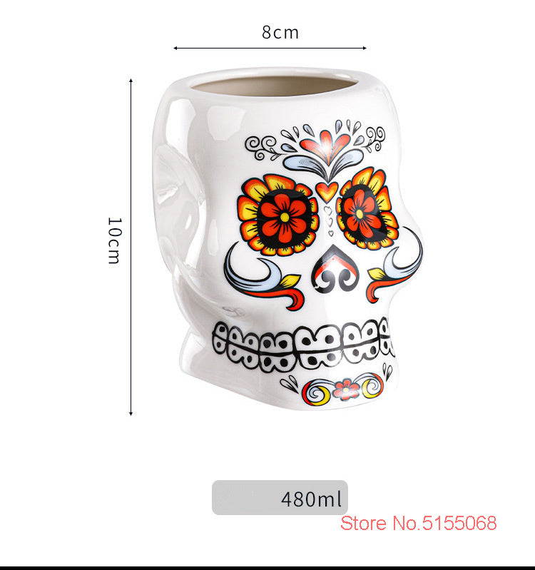 Flower Skull Bar Cup Personality Hawaii Cocktail Drink Mug Hawaii Party Wine Glass Ceramic Cup