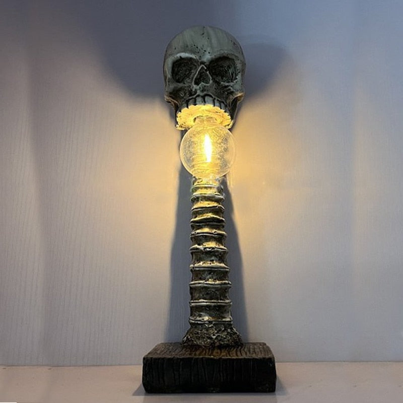 Halloween Skull Skeleton Lamp Horror 3D Statue New Table Light Creative Party Ornament Prop Home Bedroom Decoration Scary Prop