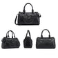 Gothic Women's Bag Trend Large Capacity Boston Bag Black Skull Handbag Luxury Pu Leather Tote Bag Rivet Crossbody Purse