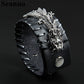 Man Braided Cuff Leather Dragon bracelet Fashion Hiphop Wide Charm Men Wrap Biker Bangle Male Clasps Biker Bracelets
