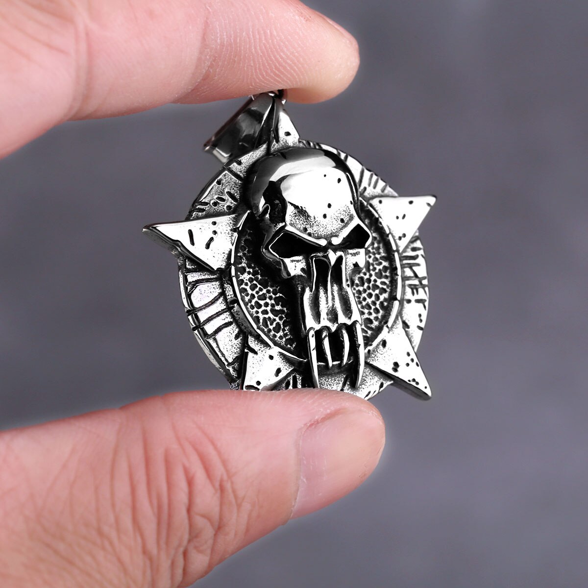 Neo-Gothic Pentagram Skull Men's Necklace Fashion Retro Hip Hop Biker Boutique Pendant Stainless Steel Jewelry Gift