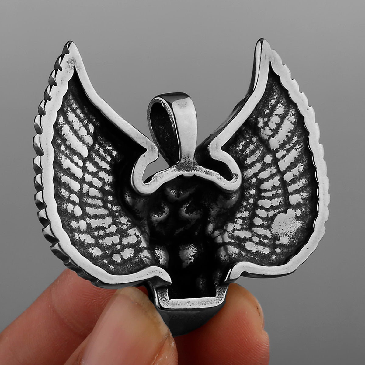 Angel Wings Skull Pendant Ghost Head Necklace for Men High Quality Punk Charm Stainless Steel Necklace Boyfriend Jewelry As Gift