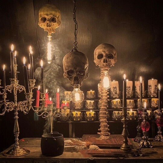 Halloween Skull Skeleton Lamp Horror 3D Statue New Table Light Creative Party Ornament Prop Home Bedroom Decoration Scary Prop