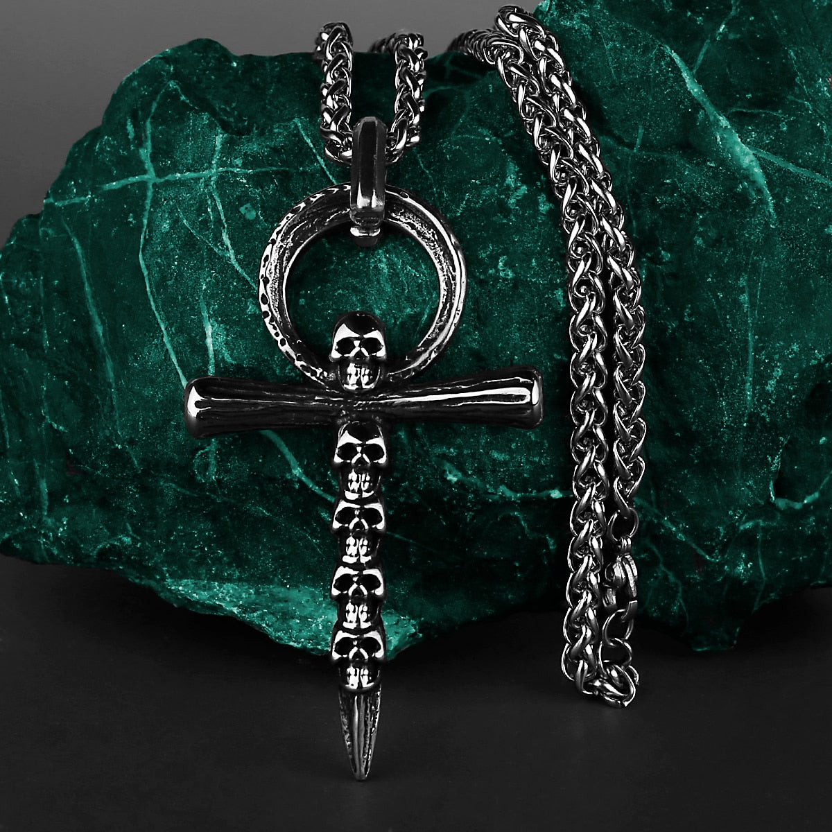 Titanium Steel Stainless Steel New Retro Fashion Cross Skull Men and Women Pendant Jewelry Necklace