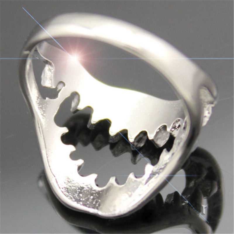 Shark Tooth Skull Mouth Punk Ring Mental Health Awareness Depression Awareness Pause Ring Inspiration Jewelry 2C0258