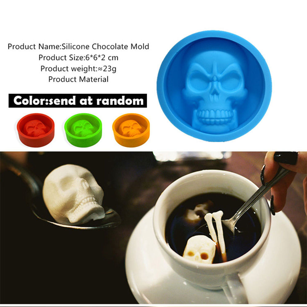Silicone Mold 6*6*2cm Creative 3D Skull Ice Muffin Cup Cake Fondant Pudding
