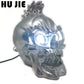 Silver Black LED Skull Head Light Headlight