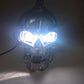Silver LED Skull Head Light Headlight Lamp Cruiser Chopper Bobber Touring Custom Motorcycle