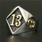 Size 8-20 Motor Biker Lucky Number 13 Ring 316L Stainless Steel Men Boys Silver Cool Man Biker Skull Ring