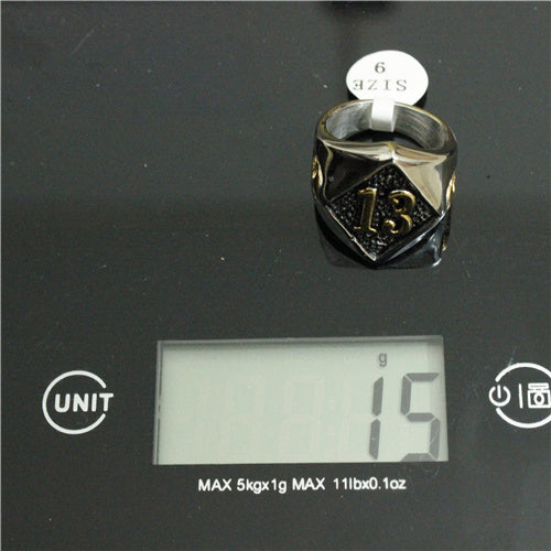 Size 8-20 Motor Biker Lucky Number 13 Ring 316L Stainless Steel Men Boys Silver Cool Man Biker Skull Ring