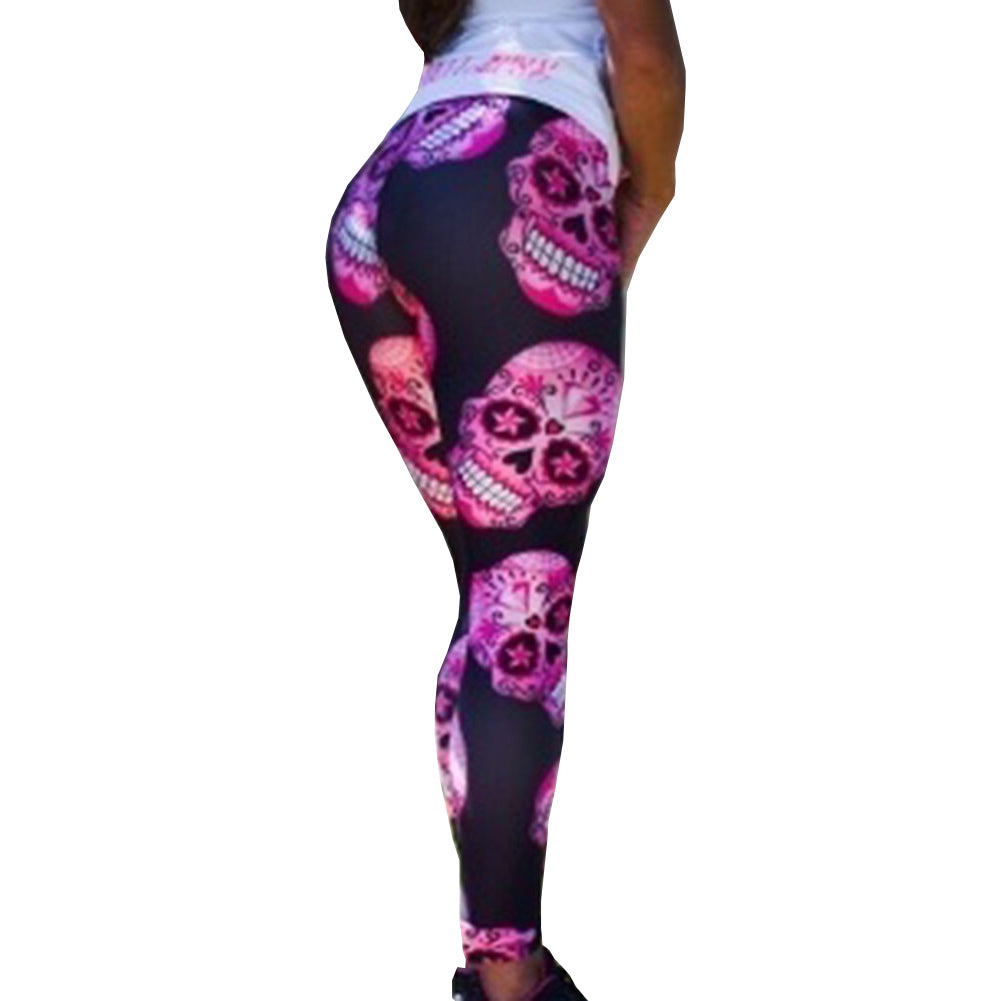Skeleton Skull Leggings Yoga Pants High Waist Print Leggings Fitness Women Slim Printed Sports Tight Trousers