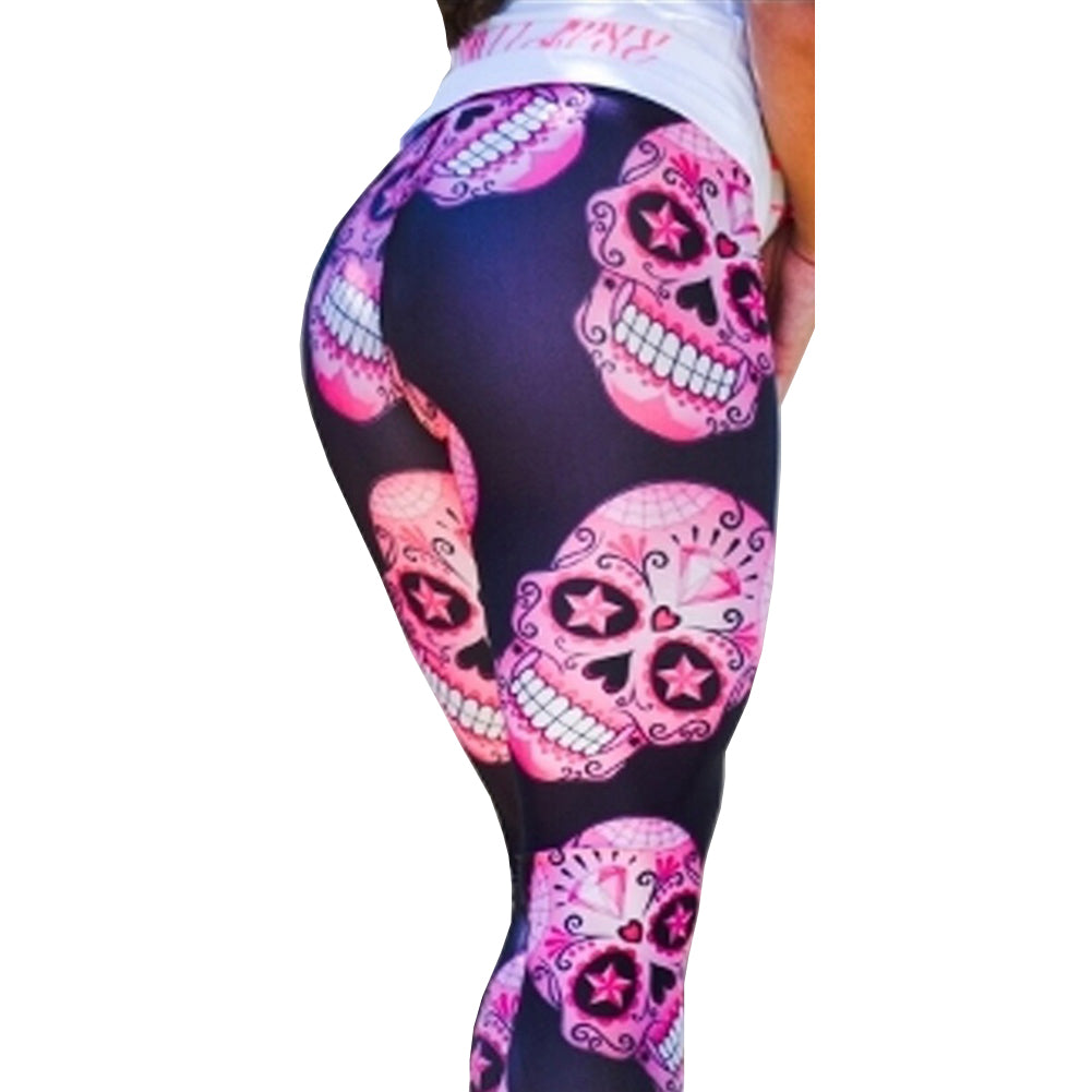 Skeleton Skull Leggings Yoga Pants High Waist Print Leggings Fitness Women Slim Printed Sports Tight Trousers