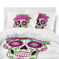 Skull Bedding Set Queen Home Colorful Flower Duvet Cover Set Rose Printed White and Black Bedclothes 3pcs US/AU/RU Size m1825