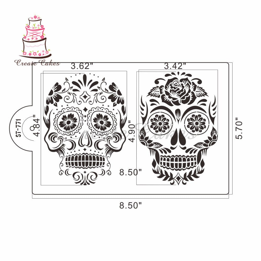 Skull Design Stencil Fondant Cake Plastic Stencil for Cupcake Decoration