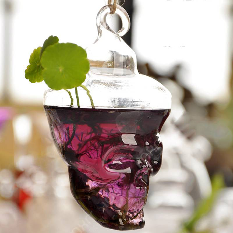 Skull Glass Vase Terrarium Vases Flower Pots Hanging Glass Halloween Modern Vaso Wedding Floor Air Planter Decoratives Vase